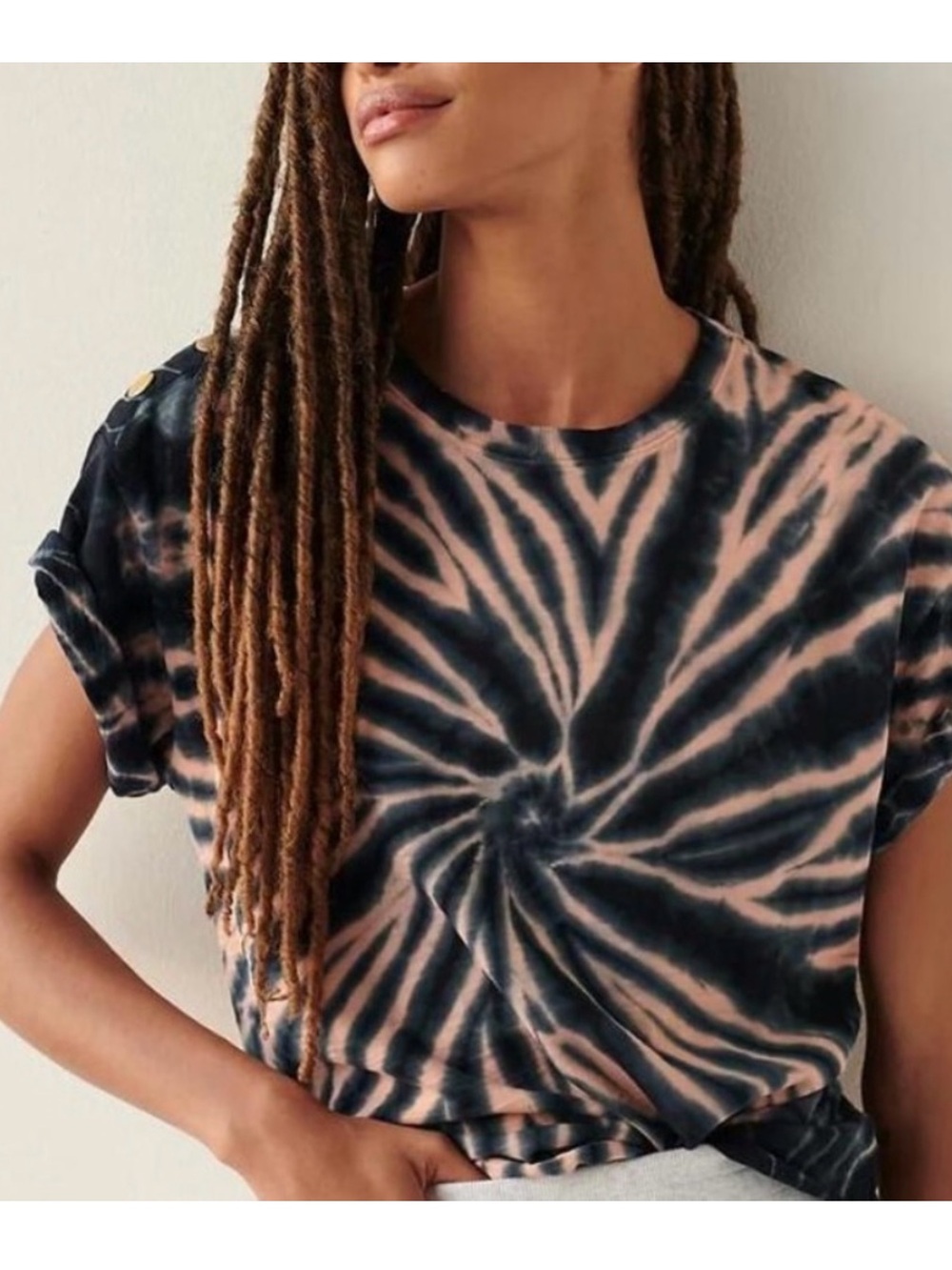 Nation LTD Tie-Dye Tee in Pink & Navy